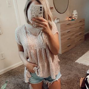 American Eagle Pink Floral Blouse